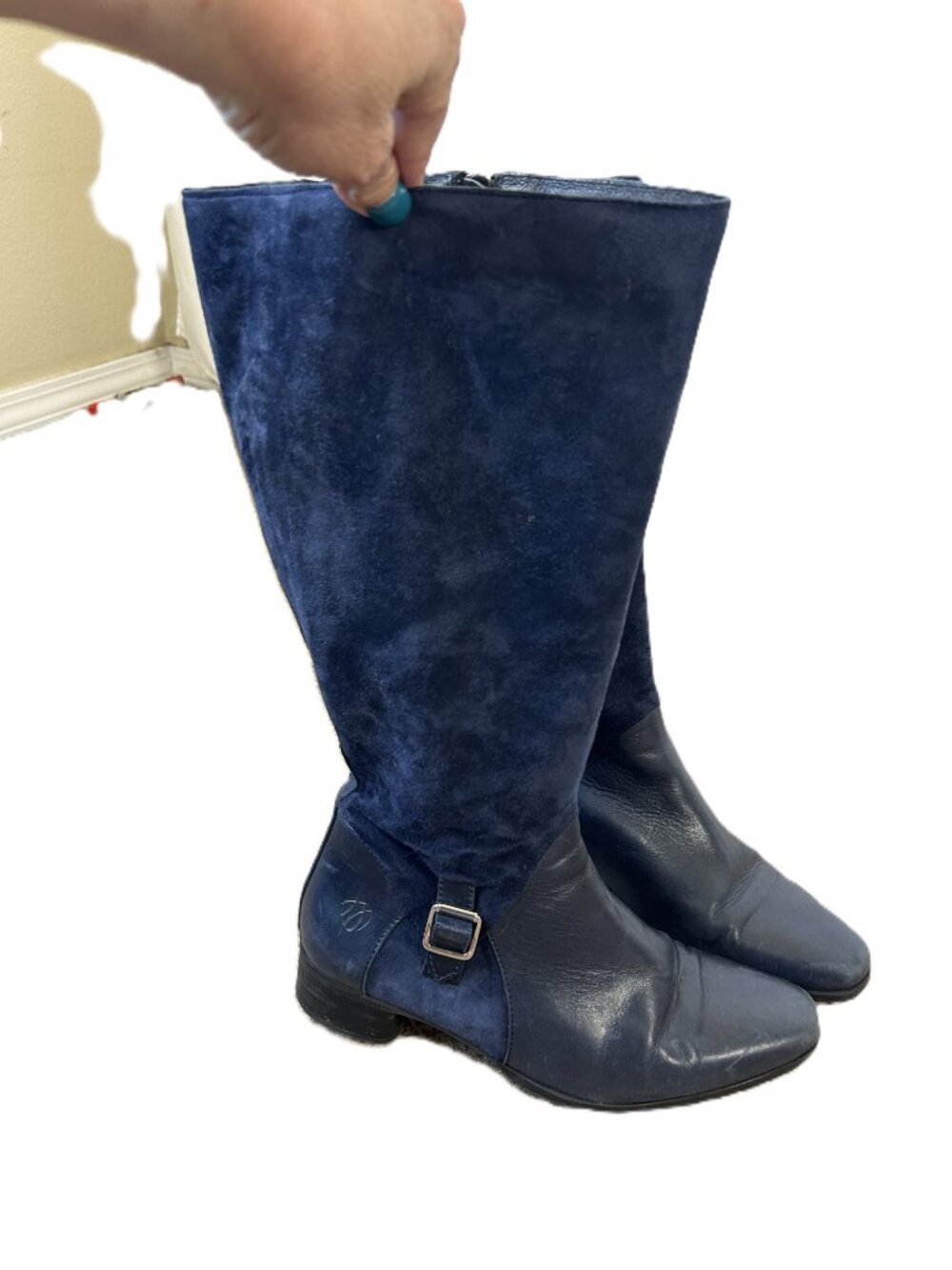 JJ FootWear Leather Suede Blue Riding Boots 41 10